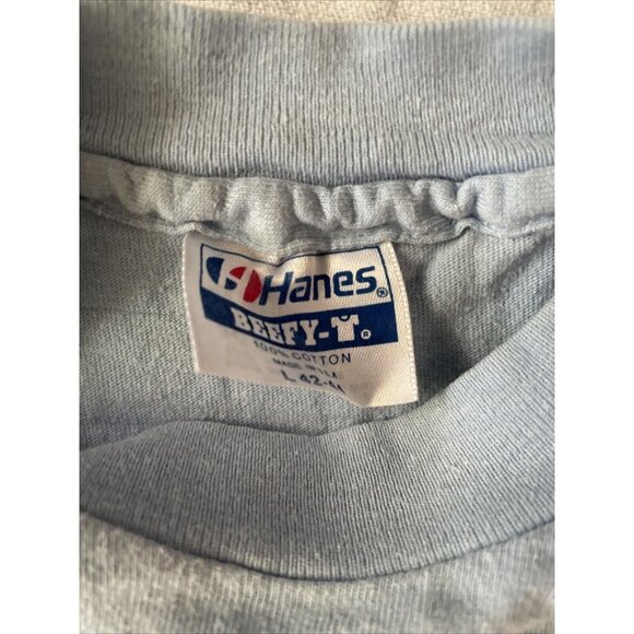 Hanes Beefy-T Long-Sleeve Shirt Breckenridge Colorado Graphic Design Light Blue - Picture 4 of 7